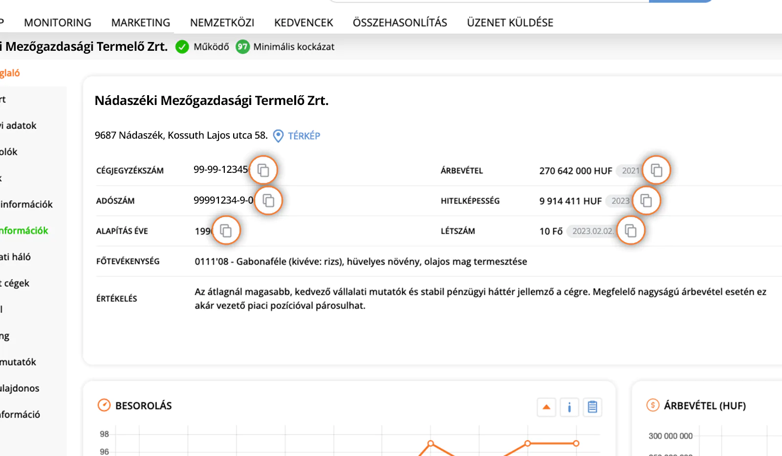 Egyszerűbben másolható adatok a kezdőlapon: új fejlesztés a Credit Online rendszerében