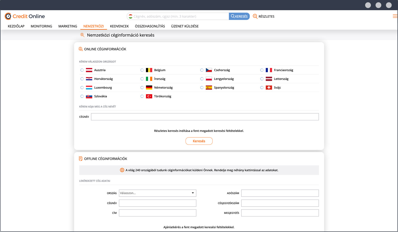 Nemzetközi céginformációk